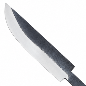Hoja de cuchillo curva negra y plateada con espiga larga y estrecha, filo pulido para la creación de mangos personalizados y trabajos de bricolaje. - Product Image 4