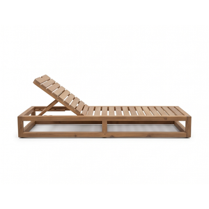 Chaise longue pliante moderne en teck à lattes pour extérieur, idéale pour piscine, villa, terrasse, jardin - Product Image 4