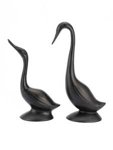 Gold Plated Duck Figurine Set Of 2 Contemporary Animal Sculpture Tabletop Decor Artistic Living Room Ornament - Product Image 4