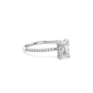 Bague solitaire REYES, nouveau design, argent sterling 925, moissanite VVS, taille radiant, halo caché, accessoires de luxe pour femmes, bijoux fins - Product Image 3