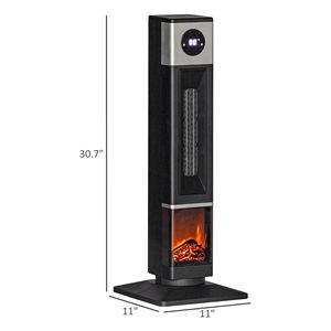 Caminetto Elettrico Autoportante da 31 Pollici 1400W con Cornice in Vetro Nero, Display LED, Oscillazione, Telecomando e Timer 12H per Uso Interno - Product Image 3