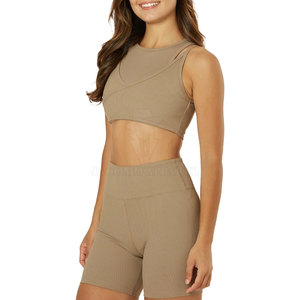 Ensemble short et soutien-gorge de yoga en tissu côtelé de haute qualité, personnalisable, fabriqué au Pakistan, pour l'entraînement physique et les vêtements de sport - Product Image 5