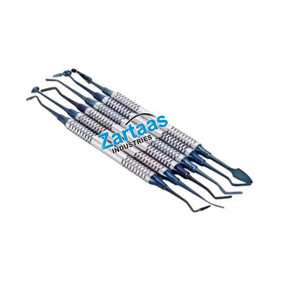 Juego de 6 espátulas de acero inoxidable para cemento dental compuesto azul, instrumentos quirúrgicos dentales de titanio amarillo - Product Image 2