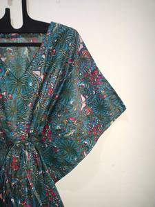 Vestido caftán de algodón floral hecho a mano, caftán indio para damas de honor, ropa bohemia para bodas, fiestas y playa - Product Image 4