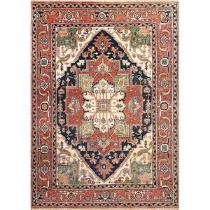 Alfombra de lana anudada a mano de estilo persa Serapi rojo silenciado 5989 de Pihue-Finest Veg Dyes Area Rugs & Sets - Product Image 5