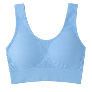Sujetador deportivo sin costuras para mujer, sin aros, copa 3/4, espalda cruzada, color liso, de secado rápido, transpirable, tejido, con soporte, para yoga, gimnasio, ropa deportiva, OEM ODM - Product Image 6