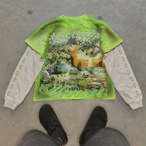 Tùy Chỉnh Rắn Thời Trang Dạo Phố Thể Thao T-Shirt Unisex Hai Lớp Dài Tay Áo Quá Khống 350GSM 100% Cotton Thoáng Khí Nhanh Chóng Khô Người Đàn Ông - Product Image 6