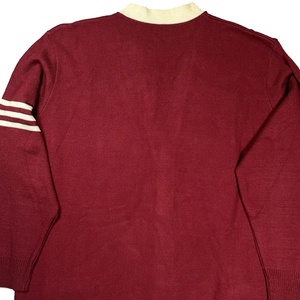 Cardigan en tricot rouge pour femme, style preppy contrastant, manches longues, col en V, poches, vêtement d'hiver respirant - Product Image 6