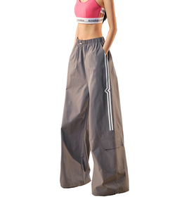 Pantalon de sport en nylon pour homme, taille élastique, coupe ample, coupe-vent, polaire, cargo, avec bande éponge, jogging, long, anti-plis - Product Image 2