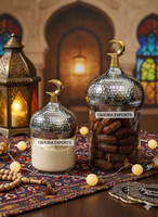 Meilleures ventes 2026 : Pot de rangement en verre de luxe fait main, attrayant, avec couvercle en forme de minaret et pichet, pour la décoration de table du Ramadan et de l'Aïd