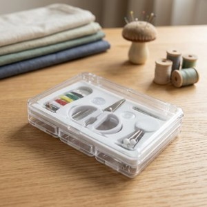 AA0103 Traveling Sewing kit|Portable Sewing Kit With <b>Mirror</b> And Threads In Clear <b>Plastic</b> Case For Embroidery And Travel Use - Product Image 4