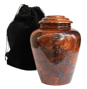 Handmade Rosewood Teardrop Urn with Blue Vein Design for <b>Dogs</b> Durable Pet Memorial Cremation Container - Product Image 1