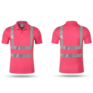 T-shirt de travail réfléchissant de sécurité haute visibilité en polyester noir à séchage rapide avec logo personnalisé - Product Image 2