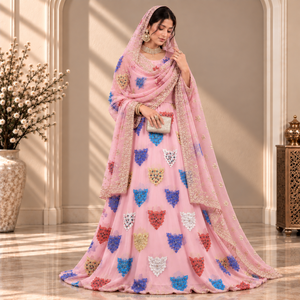 Conjunto Completo de Lujo Fransawi Dirac con Cuentas Rosas y Estampado, con Garbasaar Adornado, para Bodas Somalíes - Product Image 1