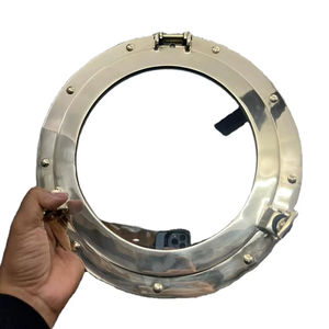 Miroir de hublot vintage en laiton massif de 12 pouces, finition polie - Product Image 1
