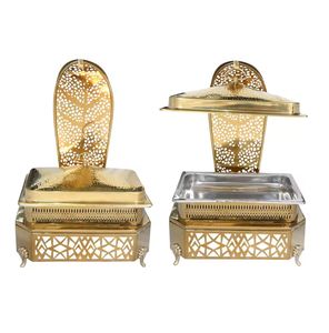 Luxury Gold Chafing <b>Dish</b> <b>Set</b> with Stand Buffet Food Warmer Elegant Catering Server Decorative <b>Serving</b> <b>Dish</b> with Lid - Product Image 5