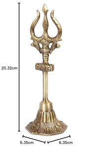 Handcrafted Shiva Trishul with Damru on Stand <b>Decorative</b> Metal Mahadev Trident Showpiece for Home Temple <b>Office</b> <b>Decor</b> - Product Image 5