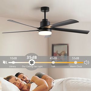 Ventilatore da Soffitto LED Moderno da 65 Pollici Nero con Luce, 5 Pale, Design Silenzioso per Soggiorno, Dimmerabile con Telecomando per Camere da Letto - Product Image 4