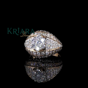 Anillo de cóctel de moissanita de oro macizo de 18 quilates y plata 925 para mujer, corte brillante redondo, engaste pavé, joyería de lujo para compromiso - Product Image 1