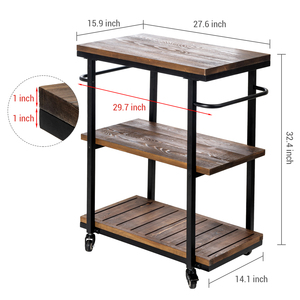 MyGift Best Seller <b>Home</b> <b>Bar</b> <b>Accessory</b> Industrial 3-Tier Vintage Rustic <b>Bar</b> Cart Wheels Coffee Beverage Kitchen Islands Carts - Product Image 3