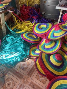 Natural Grass Sombrero Straw Hat Mexico Style Seagrass Hand Embroidery Checked Pattern Colorful Edges Summer <b>Wide</b> Brim Handmade - Product Image 4