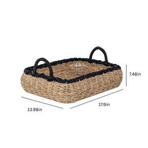 Homes Gardens Seagrass <b>Storage</b> <b>Basket</b> with Handles Handmade <b>Storage</b> <b>Basket</b> Wholesale eco-friendly Made in Viet Nam - Product Image 2