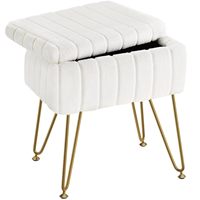 Repose-pieds ottoman de luxe en velours blanc, style nordique moderne du milieu du siècle, avec rangement, pour chambre à coucher