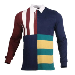 Men's Color Blocked Striped Long Sleeve Knitted <b>Shirt</b> Turn-down <b>Collar</b> Casual Autumn Wear - Product Image 3