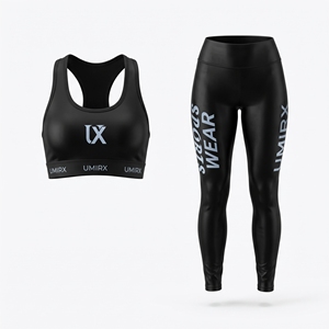 Women Plus Size Workout Set <b>Racerback</b> Sports <b>Bra</b> and Mid Waist Leggings 2 Piece Gym Activewear Yoga Set Front Logo OEM - Product Image 5