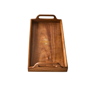 Plateau rectangulaire en bois personnalisé avec logo, plateau de service en bois massif naturel pour hôtel, restaurant - Product Image 5