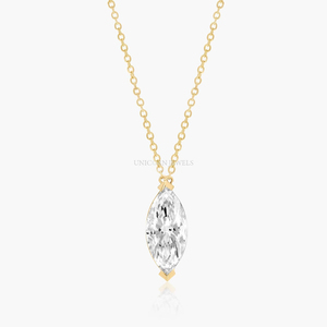 Collier pendentif en diamant de laboratoire taille marquise certifié IGI, or jaune 18 carats, solitaire à griffes - Product Image 4