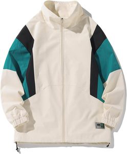 Unisex Color Blocking Safari <b>Jacket</b> Lightweight Polyester Windproof Pullover Closure Sporty Style Loose Fit Winter Wear - Product Image 1