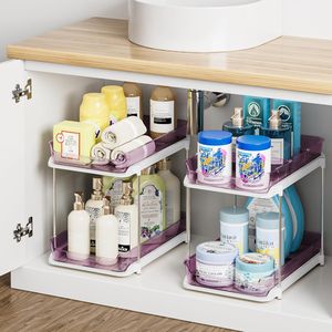 Organizzatore a 2 Livelli Multiuso per Bagno e Cucina, Armadietto Estraibile per Medicinali, Organizzatori Impilabili per Dispensa per un'Organizzazione Ottimale - Product Image 6