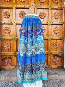 Women's Floor-Length Satin Silk Bohemian Eco-Friendly Breathable High <b>Elastic</b> Patchwork Print Multi Color ODM Summer Wear <b>Skirt</b> - Product Image 3