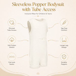 Natural for Tube Body Suit | Special Kids Sensory Clothing Inclusive Wear Cotton Stretch Sleeveless Zipper Closure Unisex All - Product Image 5