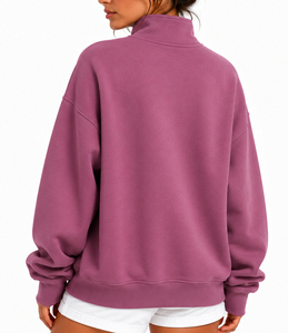 Sweat-shirt oversize pour femme Minimal Club à col montant, style streetwear, bleu, avec lettres en relief, épaules tombantes, tricoté et brodé - Product Image 5