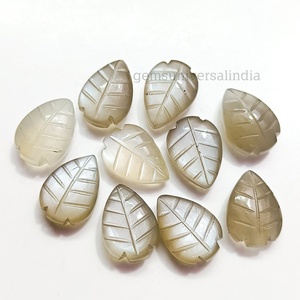 หินมูนสโตนธรรมชาติสำหรับทำมือแกะสลักรูปใบไม้และพลอยอัญมณีหลวมสำหรับทำเครื่องประดับ - Product Image 2