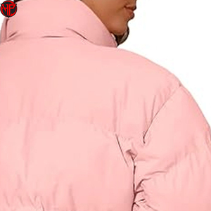 Chaqueta corta rosa acolchada para mujer, chaqueta de plumón con capucha y cremallera, ropa de abrigo de invierno, chaqueta corta acolchada para mujer - Product Image 4