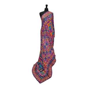 Women's Silk Embroidered <b>Floral</b> Reversible Long <b>Scarf</b> Traditional <b>Scarves</b> Shawls & Hijab Pattern for Daily Wear All Seasons - Product Image 1