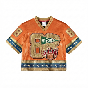 Custom Pink Crop Top Football Jersey Mesh Crew Neck <b>Athletic</b> Sports Apparel Vintage Streetwear Printed Team Uniform Wholesale - Product Image 1