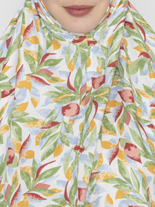 Light Green and Multi-Color Leaf Print Chiffon <b>Hijab</b> Long Lightweight Daily Wear Scarf for All Seasons Muslim Women Wear - Product Image 6
