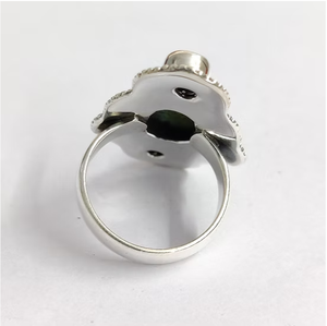 Vintage Style <b>Silver</b> 925 Large Oval Turquoise <b>Ring</b> with Red Coral Stone <b>Statement</b> Jewelry - Product Image 3