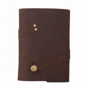 Carnet en cuir marron vintage fait main - Carnet de croquis A5 antique avec papier coton à bords festonnés et reliure cousue - Product Image 5