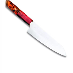 Couteau Santoku en acier inoxydable de qualité supérieure, manche en résine, ambidextre, fait main, couteau de chef, cadeau DIY pour père/mère, personnalisation OEM - Product Image 1