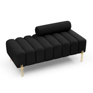 Panca Ottomana Moderna da Ingresso a 2 Posti in Tessuto Sherpa da 135 cm, Sgabello Divano Morbido, Poggiapiedi Elegante, Panca Finale per Letto - Product Image 2