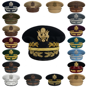 Custom Color & Size Embroidered Peak <b>Cap</b> Gold Leaf Design Adjustable Formal Uniform Apparel High Quality Soft Comfortable <b>Caps</b> - Product Image 1