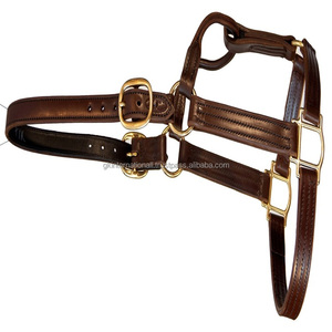 Double Ply Triple Stitched réglable 100% English Saddle cuir cheval licou avec raccord en laiton robuste - Product Image 5