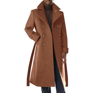 Manteau trench classique pour homme à double boutonnage, manches longues, ceinture, coupe-vent, léger, imperméable, pour l'automne - Product Image 1