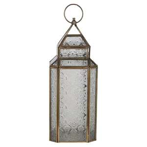 Lanterne marocaine suspendue en verre et métal, 12 pouces, forme carrée géométrique, lanterne décorative pour la maison - Product Image 2