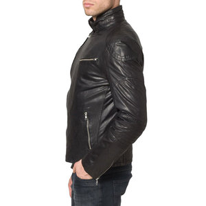 <b>Leather</b> Jacket Coat Men Fashion Vintage <b>Outfit</b> Zipper Distressed <b>Leather</b> Jacket Stylish Durable Trendy Outerwear For Men - Product Image 5